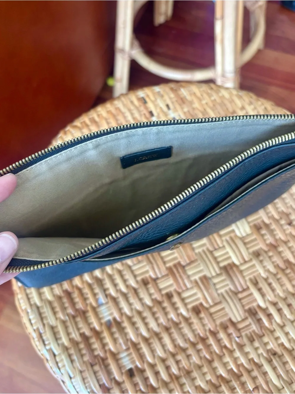 J.Crew black pebbled leather Signet clutch